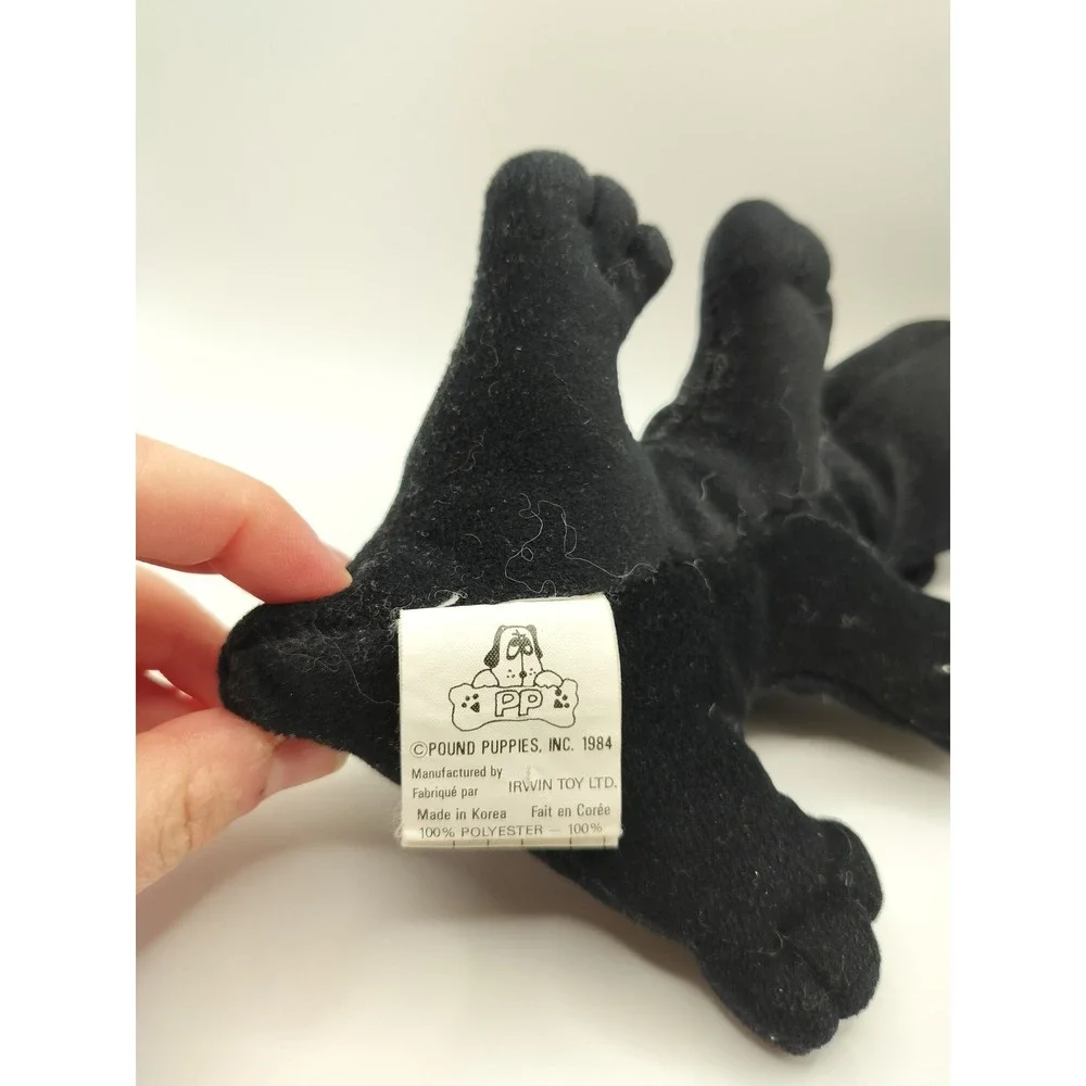 Vintage 1984 Pound Puppies Black Plush Dog Toy Small Irwin Toy Ltd Retro 80s - Picture 3 of 4